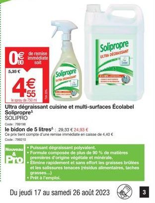 Économisez 5,35€ sur le Solipropre ULTIAN DRIRSANG - Ultra Dégraissant Écolabel au prix de 1€55!