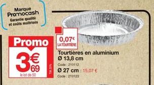 Tourtières en Aluminium Promocash Ø 13.8 cm - 50 Unités à 0.07€ - POLAMAY - 219112