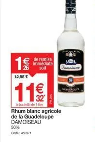 rhum blanc agricole damoiseau - 50% de remise immediate - 1 litre à seulement 11,50€ !